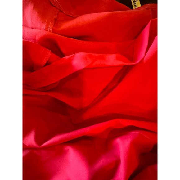 Nicole Miller Dress Women 10 Red Crepe Off Shoulder Pleated Sleeve Ruched Gown - Picture 11 of 13